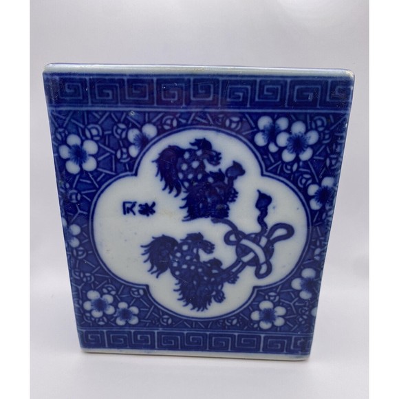 Chinese Blue and White Porcelain Opium Pillow Incense Burner Antique Used - Picture 2 of 16